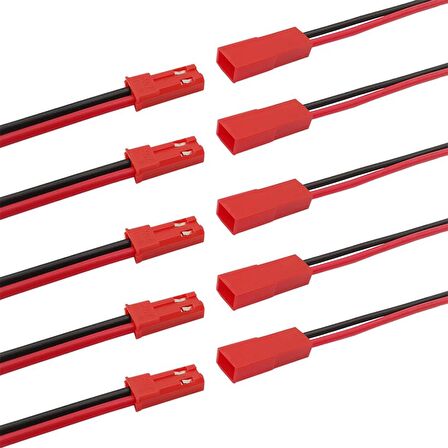 10 Adet JST 2P Erkek ve Dişi Konnektör Kablo Takımı (10 Cm)