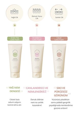 Missha Creamy Latte Karma ve Yağlı Cilt için Arındırıcı Yüz Temizleme Köpüğü 172 ml 
