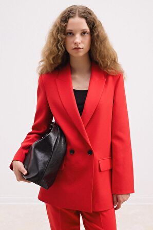 DeFacto Oversize Geniş Kalıp Ceket Yaka Düğmeli Basic Düz Blazer Ceket C2457AX24AURD79