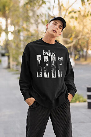 The Beatles Baskılı Unisex Oversize Müzik Grubu Sweatshirt