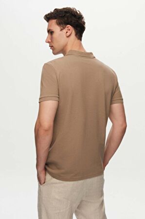 Ds Damat Regular Fit Vizon Pike Dokulu %100 Pamuk Kıvrılmaz Polo Yaka Nakışlı T-Shirt 4HC14ORT51000 4HC14ORT51000