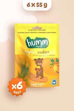 Humm Organic Organik Ballı Kinoalı Kurabiye 55g X 6 Adet