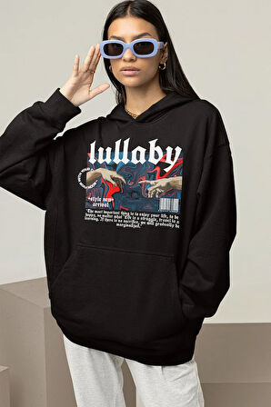 Lullaby Tasarım Baskılı Unisex Oversize Hoodie