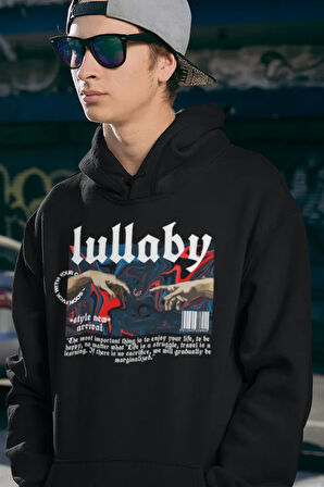 Lullaby Tasarım Baskılı Unisex Oversize Hoodie