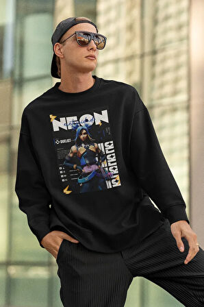 Neon Duelist Baskılı Unisex Oversize Vaalorant Sweatshirt