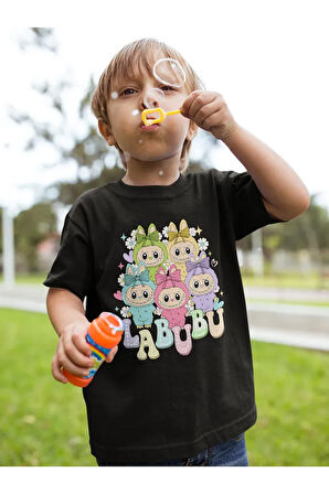 Labubu Baskılı Unisex Çizgi Film Çocuk Tişört (1-12 Yaş)