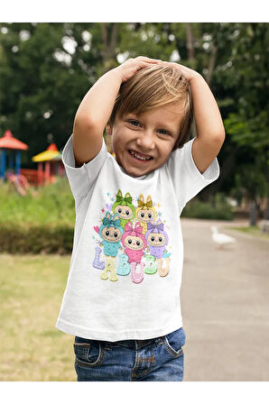 Labubu Baskılı Unisex Çizgi Film Çocuk Tişört (1-12 Yaş)