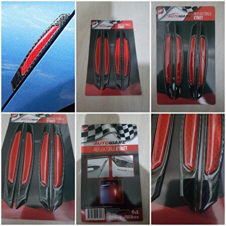 Autoware Reflektörlü Yapışkan Etiket Sticker 4lü Set
