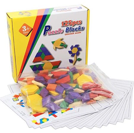 Ahşap 125 Parça Blok Eğitici Tangram Puzzle