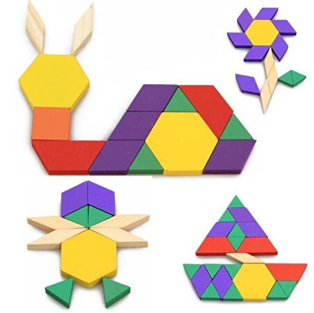 Ahşap 125 Parça Blok Eğitici Tangram Puzzle