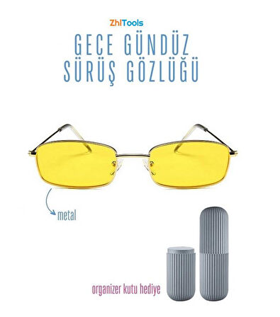 Zhltools Gece Gündüz Sürüş Gözlüğü Metal Çerçeveli