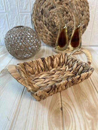 Hasır Rattan Ekmeklik Dikdörtgen Ekmek Sepeti 22x17 cm