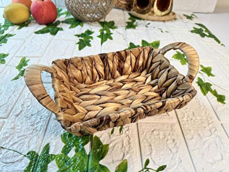 Hasır Rattan Ekmeklik Dikdörtgen Ekmek Sepeti 22x17 cm