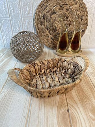 Hasır Rattan Ekmeklik Oval Ekmek Sepeti 24x18 cm