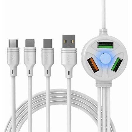 Zhltools 3.1A 6in1 3 Usb Çıkışlı 3.1A Hızlı Şarj Kablosu