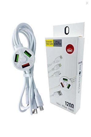 Zhltools 3.1A 6in1 3 Usb Çıkışlı 3.1A Hızlı Şarj Kablosu