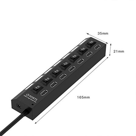 Zhltools Hispeed Usb 2.0 7 İn 1 Hub Siyah