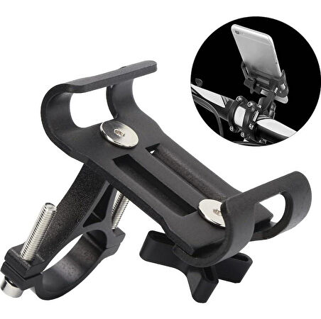 Zhltools Alüminyum Bisiklet Motosiklet Cep Telefonu Tutucu Dayanıklı Paslanmaz 360 Derece Siyah