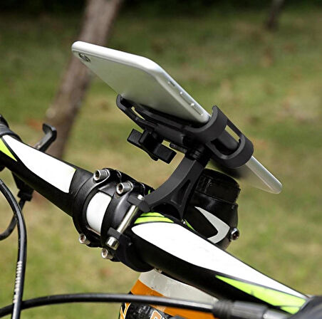 Zhltools Alüminyum Bisiklet Motosiklet Cep Telefonu Tutucu Dayanıklı Paslanmaz 360 Derece Siyah