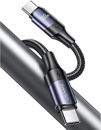 Usams Örgülü 1.2 Metre Type-C to Type-C 100w 5A Pd Hızlı Şarj ve Data Kablosu