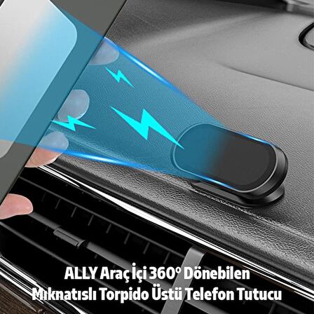 Zhltools Araç İçi 360 Derece Dönebilen Mıknatıslı Torpido Üstü Telefon Tutucu Siyah