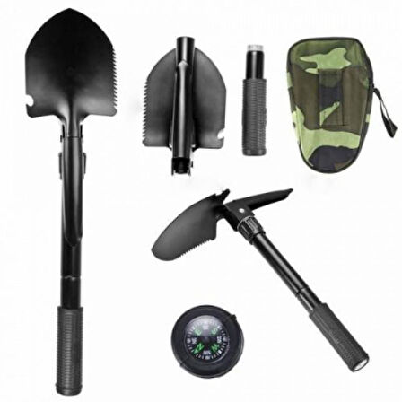 Zhltools Katlanabilir Outdoor Çantalı Pusulalı Kazma Kürek Set