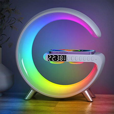 Zhltools 15W Kablosuz Şarj Standlı Bluetooth hoparlör RGB Gece Lambası