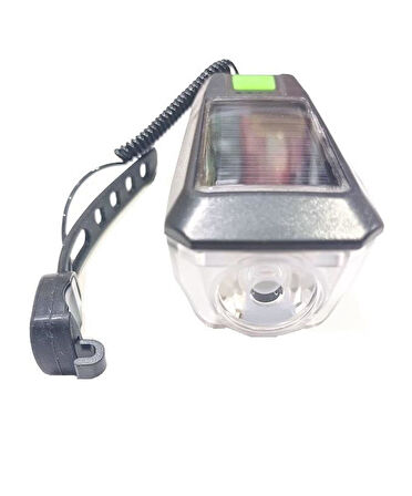 Zhltools Solar Enerjili USB ile Şarj Edilebilir Ledli Bisiklet Feneri Kornalı ve Su Geçirmez Far