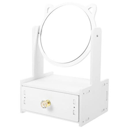 Zhlhome Mini Kozmetik Aynalı Organizer Masası Beyaz