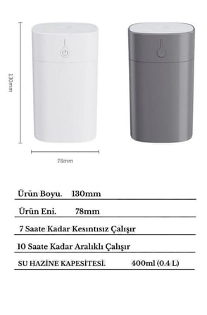 Zhltools Humidifier 400 Ml Ulrasonik Hava Nemlendirici Buhar Makinesi Ve Aroma Difüzörü H2o