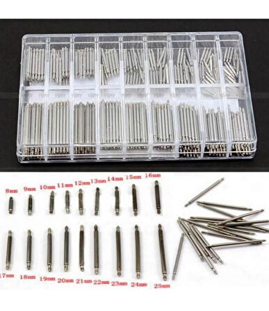Zhltools Yaylı Çelik Saat Kordon Pimi 9 farklı ebatta 180 adet Kutulu Set