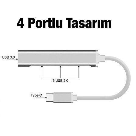 Zhltools C-809 4in1 Type-C to USB Hub Adaptör Çevirici Dönüştürücü Çoğaltıcı