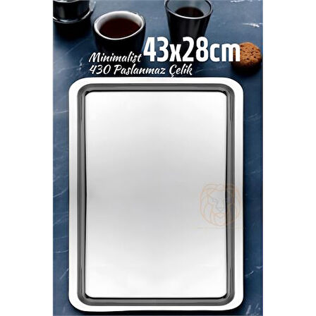 Zhlhome Sunum Tepsisi Çay Kahve Tepsisi 43x28 cm 430 Paslanmaz Çelik
