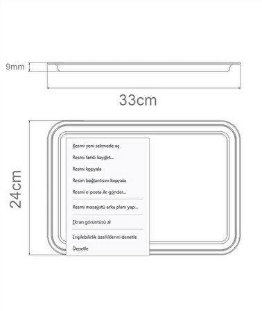 Zhlhome Sunum Tepsisi Çay Kahve Tepsisi 33x24 cm 430 Paslanmaz Çelik