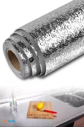 Zhltools Rulo Gümüş Alüminyum Folyo Duvar Kağıdı, Kendinden Yapışkanlı Raf İçi, Su Geçirmez Folyo  2 mt x 60 cm