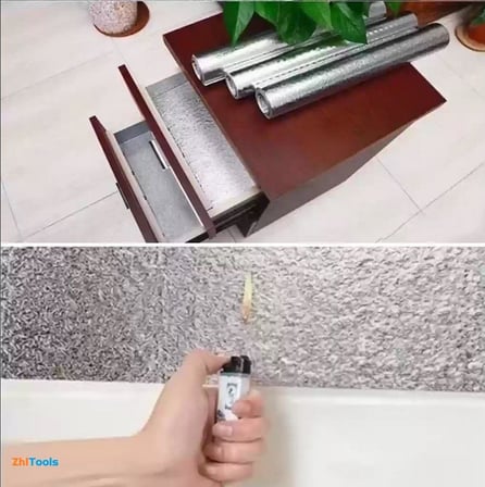 Zhltools Rulo Gümüş Alüminyum Folyo Duvar Kağıdı, Kendinden Yapışkanlı Raf İçi, Su Geçirmez Folyo  2 mt x 60 cm
