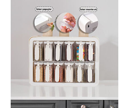 Zhlhome 12 li Standlı Kaşıklı Baharatlık Seti