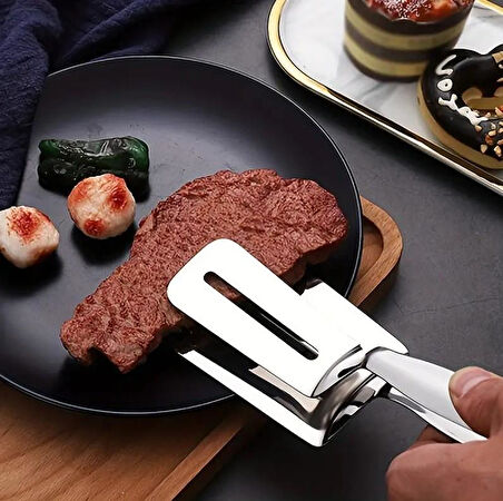 Zhlhome Spatulalı Maşa Biftek Balık Maşası 304 Paslanmaz Çelik