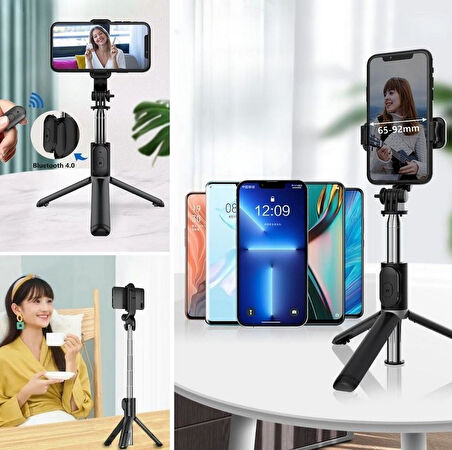Zhltools Masaüstü Tripod Olabilen Telefon Tutuculu Kablosuz Kumandalı Selfie Çubuğu