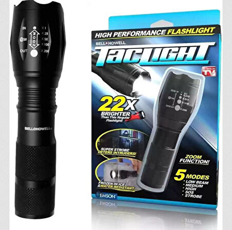 ZHLTOOLS Pilli Parlak Led 5 Mod Ampul Suya Dayanıklı Mini El Feneri