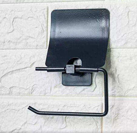 Zhltools Kendiliğinden Yapışkanlı Siyah Paslanmaz Metal Kapaklı Tuvalet Kağıtlığı Aparatı