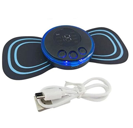 Zhltools 8 Modlu Mini Şarjlı Kelebek LCD Ekran Ems Boyun Omuz Kol Sırt Elektrikli Masaj Bantı Kas Stimülatörü