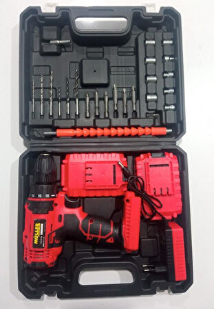 Zhltools 24 V 5 Ah Çelik Şanzuman Bakır Sargılı Çift Akülü Şarjlı Matkap Vidalama 27 Parça Set