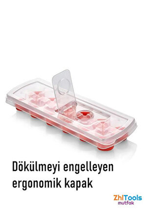 Zhltools Buz Kalıbı - Bas-Bırak Kapaklı Silikon Buz Kalıbı 4 lü SET