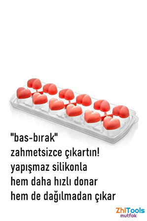 Zhltools Buz Kalıbı - Bas-Bırak Kapaklı Silikon Buz Kalıbı 4 lü SET