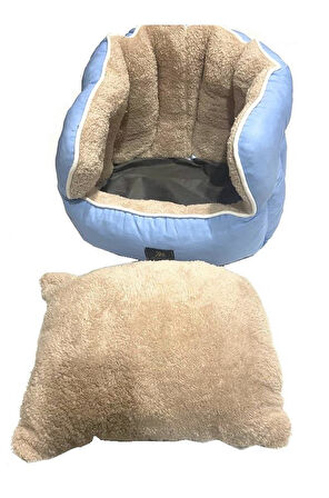 Süslüpati Kullanışlı Yıkanabilir Kumaş Silikon Elyaf Dolgulu Kedi Köpek Yatağı 45Cm