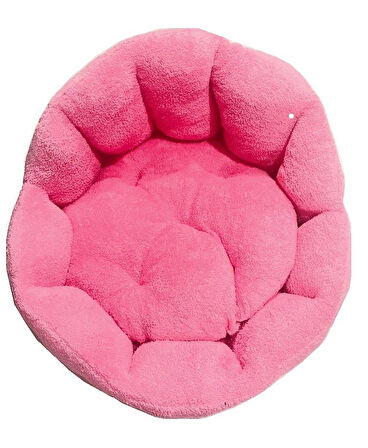 Süslüpati Kullanışlı Yıkanabilir Kumaş Silikon Elyaf Dolgulu Kedi Köpek Yatağı Pembe 52Cm