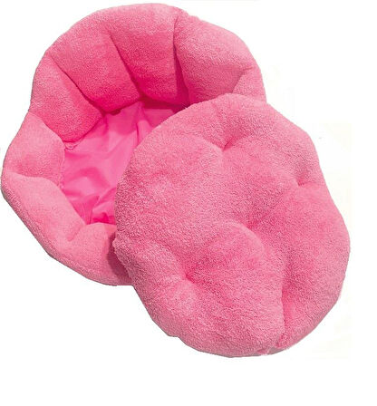 Süslüpati Kullanışlı Yıkanabilir Kumaş Silikon Elyaf Dolgulu Kedi Köpek Yatağı Pembe 52Cm