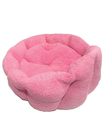 Süslüpati Kullanışlı Yıkanabilir Kumaş Silikon Elyaf Dolgulu Kedi Köpek Yatağı Pembe 52Cm
