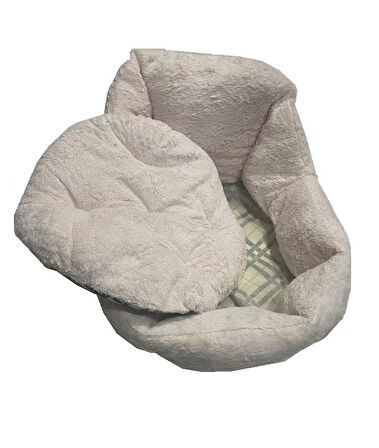 Süslüpati Kullanışlı Yıkanabilir Kumaş Silikon Elyaf Dolgulu Kedi Köpek Yatağı Lila 56Cm